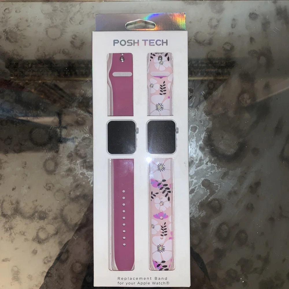 Posh Tech Apple Watch Bands Set Of 2 Purple And Pink With Floral 38mm and 40mm